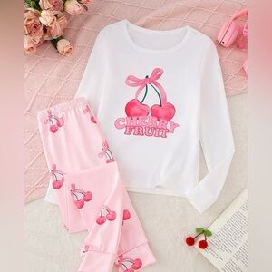 NWT girls size 8 Cherry Fruit Kids Pajamas - Pink and White